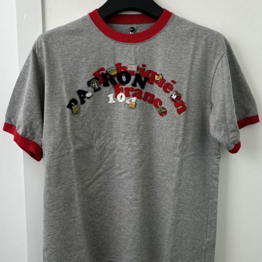 TYPE76 래글런 티셔츠 빈티지 배지 회색 & 빨간색